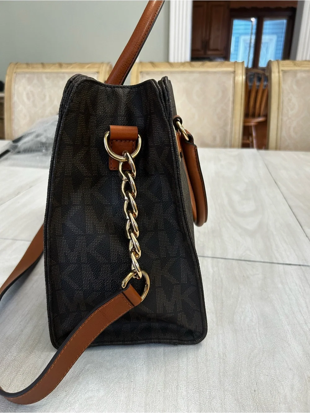 Michael Kors Hamilton large signature logo tote satchel brown NWOT
